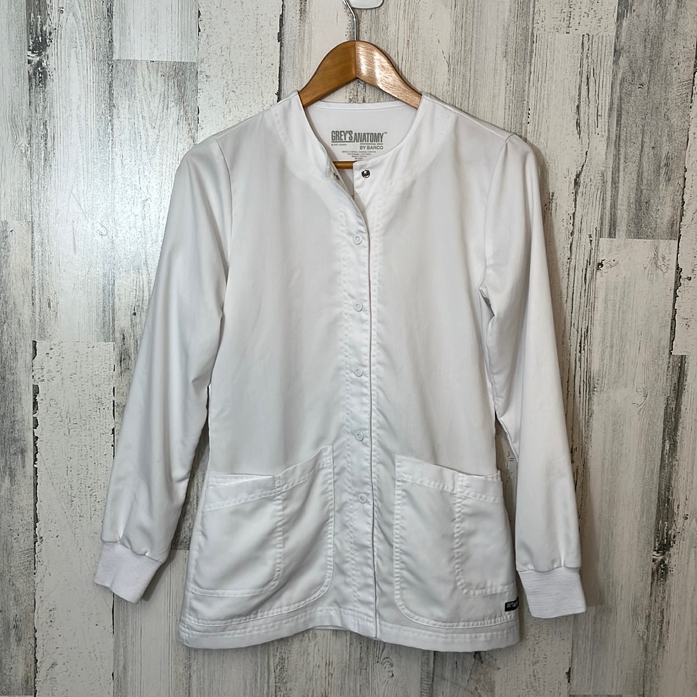 #R74 extra small white GREYS ANATOMY long sleeve size XS
